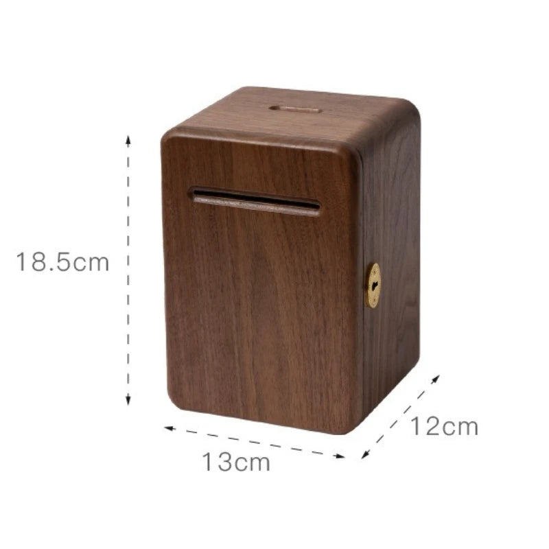 Walnut Wood Piggy Bank with Lock | Kids Gift & Home Décor Wooden Piggy Bank Axl Black Walnut