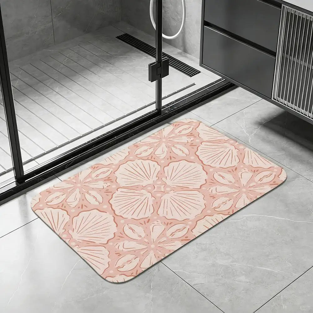 Mediterranean Shell Diatomite Bath Mat – Quick Dry Non-Slip Diatomite Bath Mat Axl White3 50x80cm