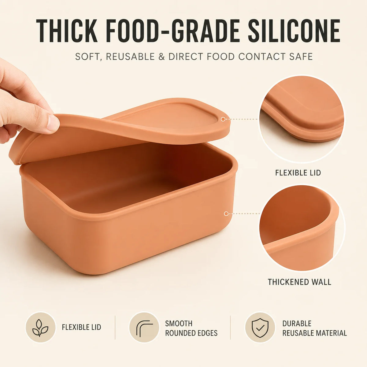 Uwhise 3-Piece Silicone Lunch Box Set | Microwave Safe 300–1300ml Silicone Lunch Box Set Axl