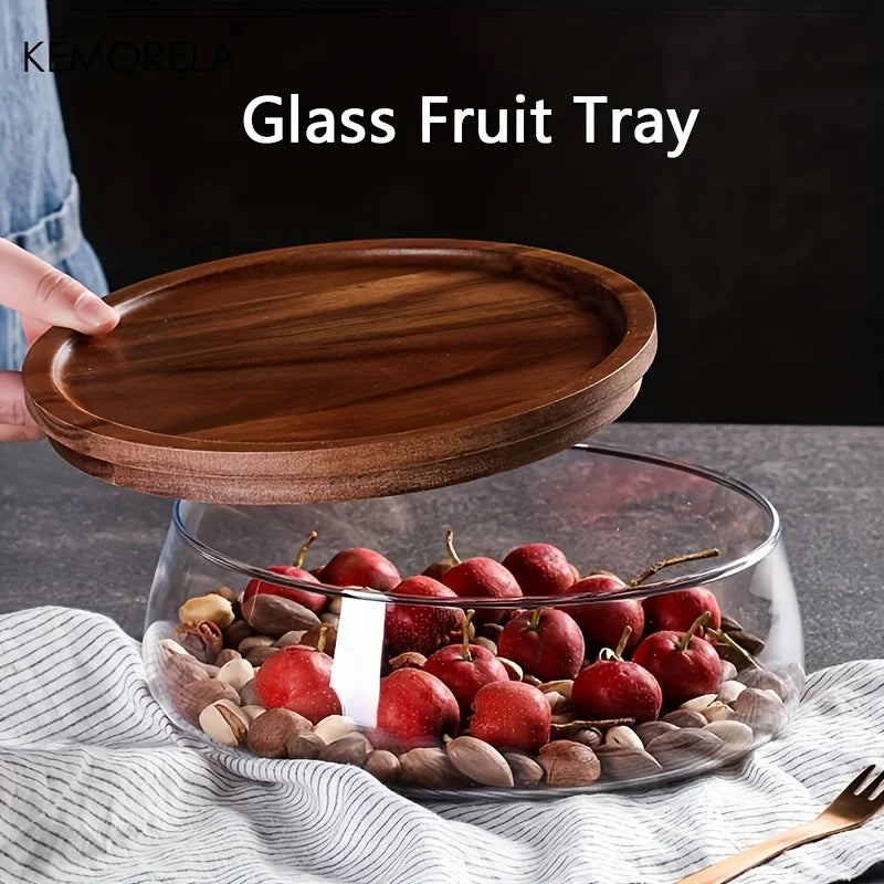 KEMORELA Glass Storage Jar with Wooden Lid | Kitchen Organizer Glass Storage Jar Axl