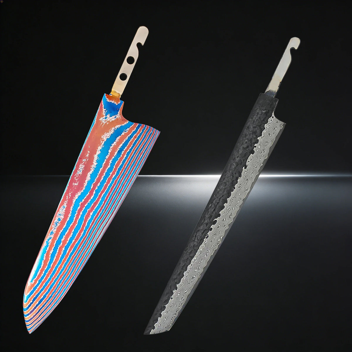 Damascus Steel Sashimi Knife Blade Set – DIY Forged 1–7 PCS Damascus Knife Blade Axl Knife Blade-2PCS 1