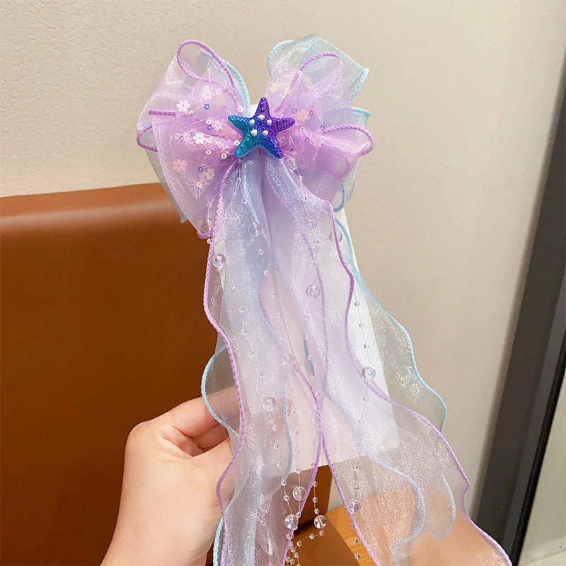 Mermaid Princess Bow Hair Clip – Girls Braided Hair Accessory Hair Clip Accessory Axl N1