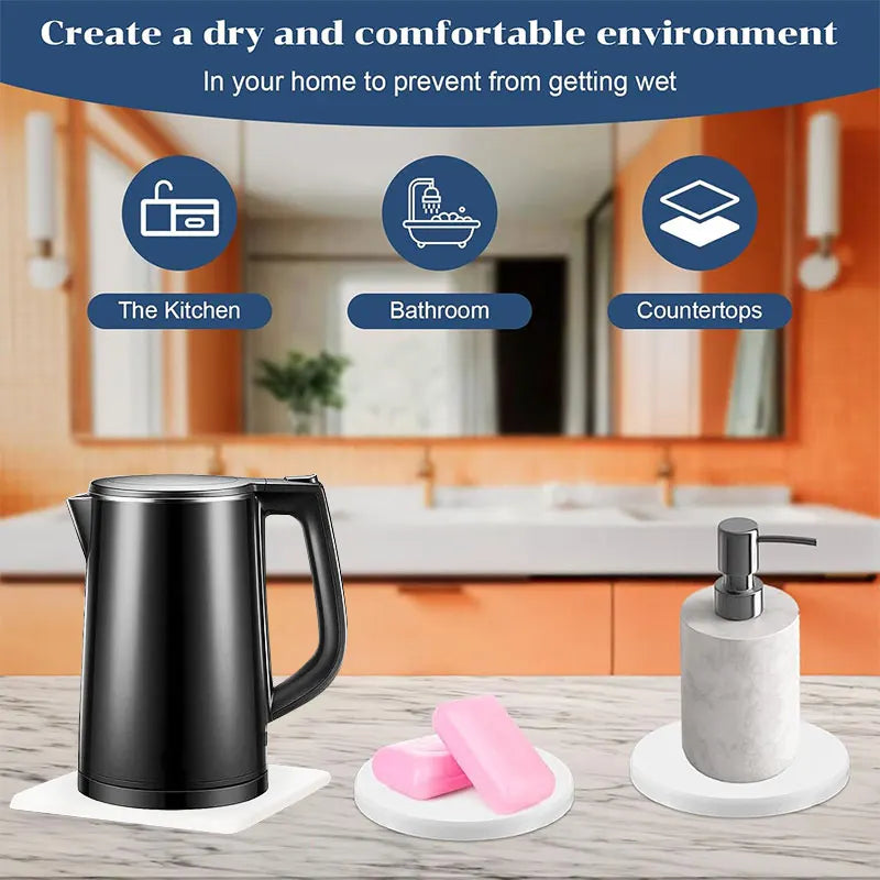 Diatomaceous Earth Coasters 4-Inch | Water Absorbing Stone Mats Diatomite Coaster Set Axl