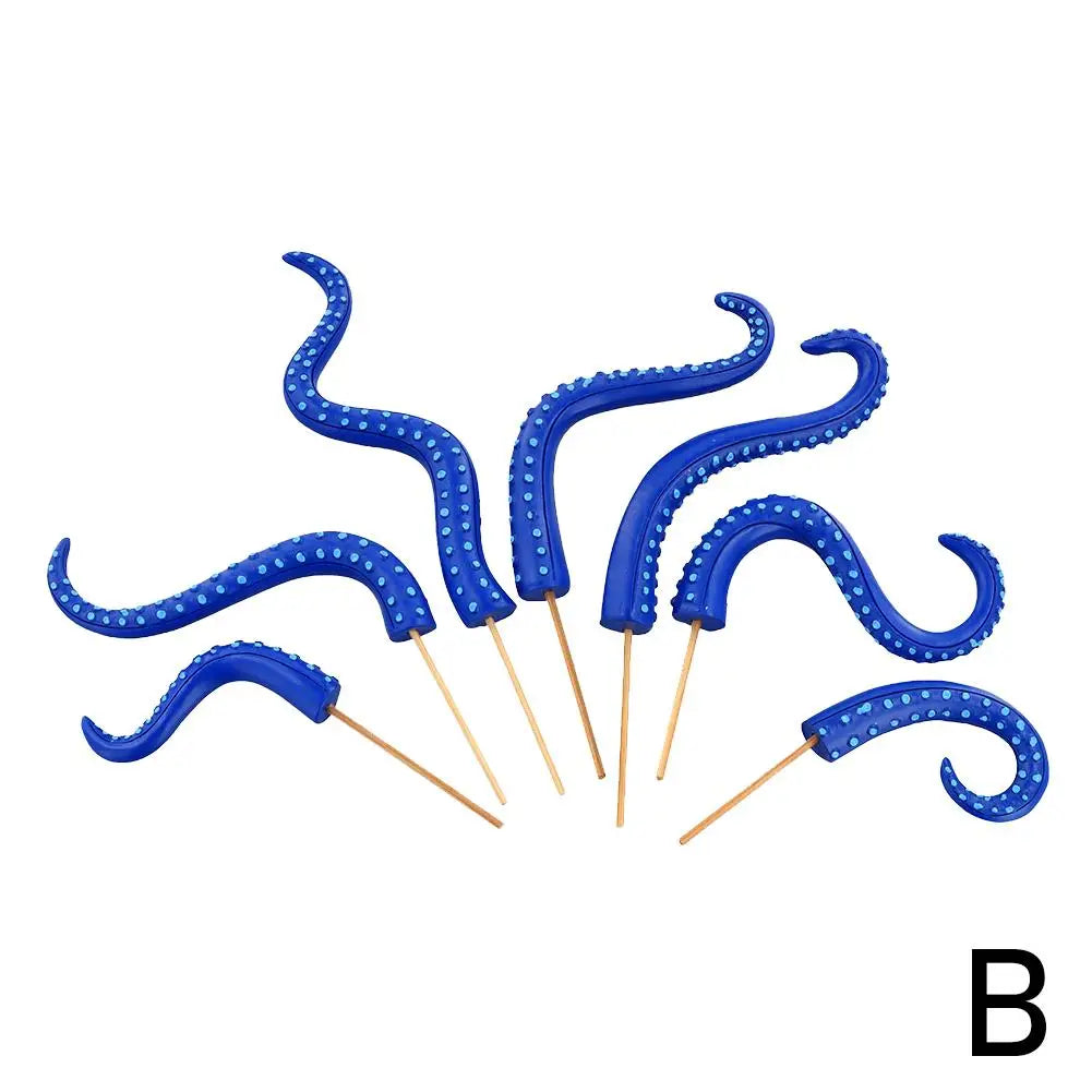 Glow-in-the-Dark Octopus Tentacle Plant Stakes – 7-Piece Set Garden Décor Stakes Axl Blue