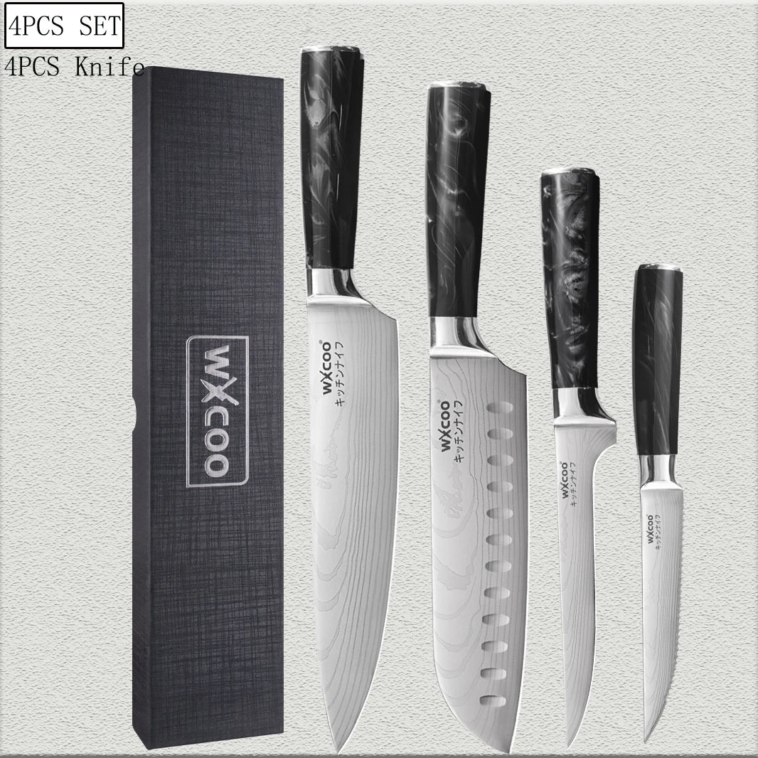 WXCOO Chef's Knife Set – Stainless Steel Kitchen Knives & Gift Box Kitchen Knife Set Axl 4PCS