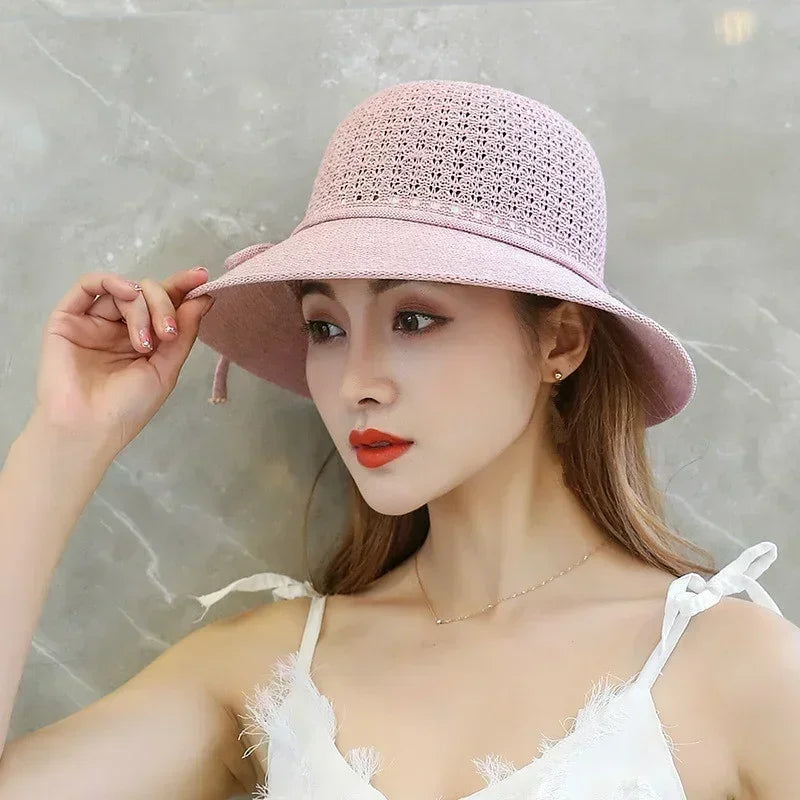 Women's Braided Beach Sun Hat – Wide 6cm Brim Visor Women's Sun Hat Axl