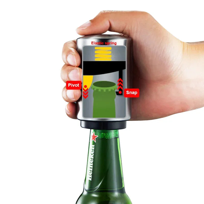 Automatic Push-Down Beer Bottle Opener – Magnetic Stainless Steel Bottle Opener Axl