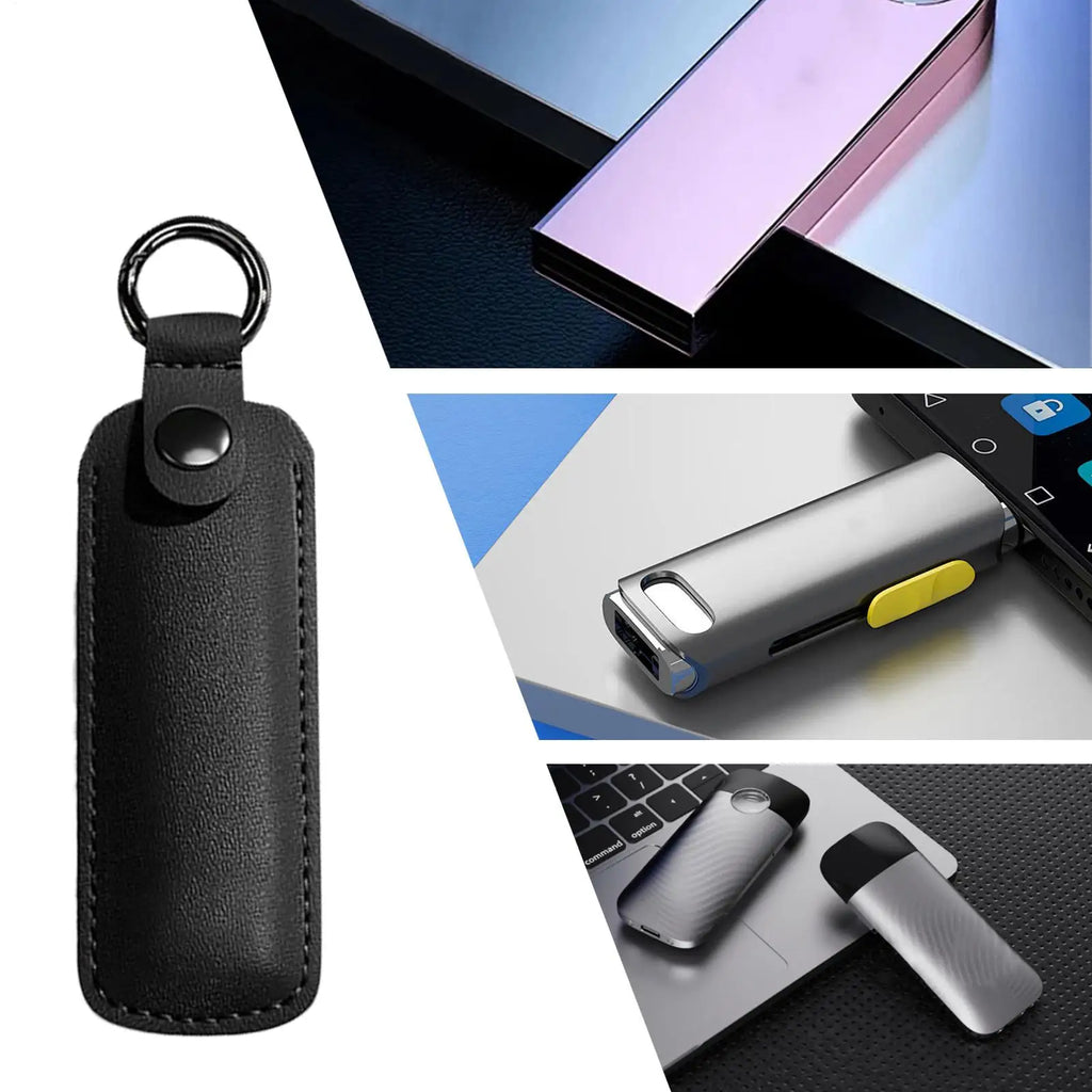 PU Leather USB Flash Drive Case | Key Ring Holder & Pouch Flash Drive Case Axl
