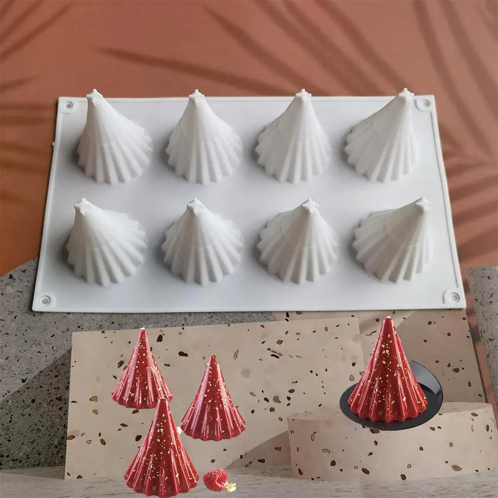 8-Grid Christmas Tree Silicone Mold – Chocolate, Candle & Fondant Silicone Baking Mold Axl