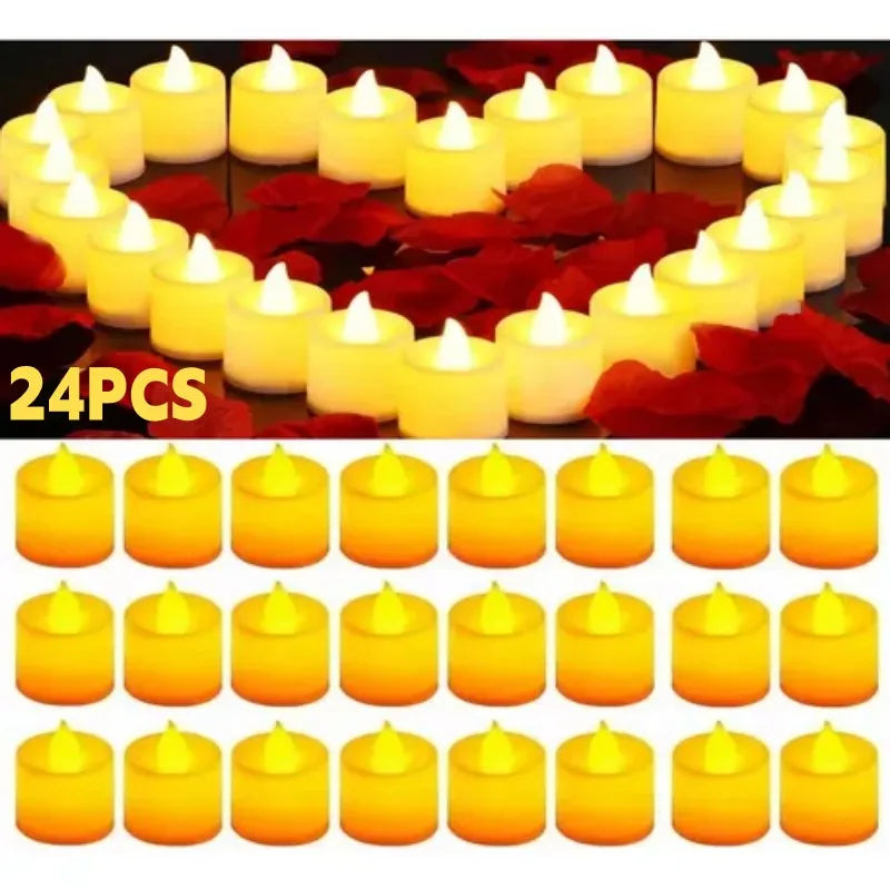 24 Flameless LED Tea Light Candles – 200+ Hrs, Batteries Included Flameless LED Candles Axl 24 pack Warm White