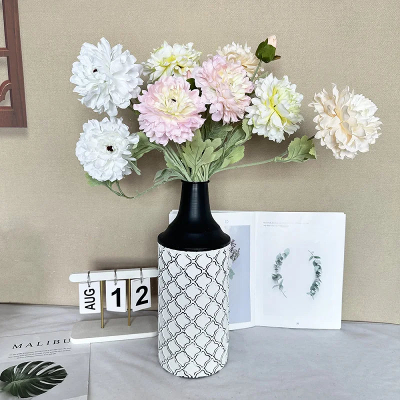 Artificial Dahlia Peony Stem 3 Heads – Faux Silk Fake Flowers Artificial Flower Stem Axl