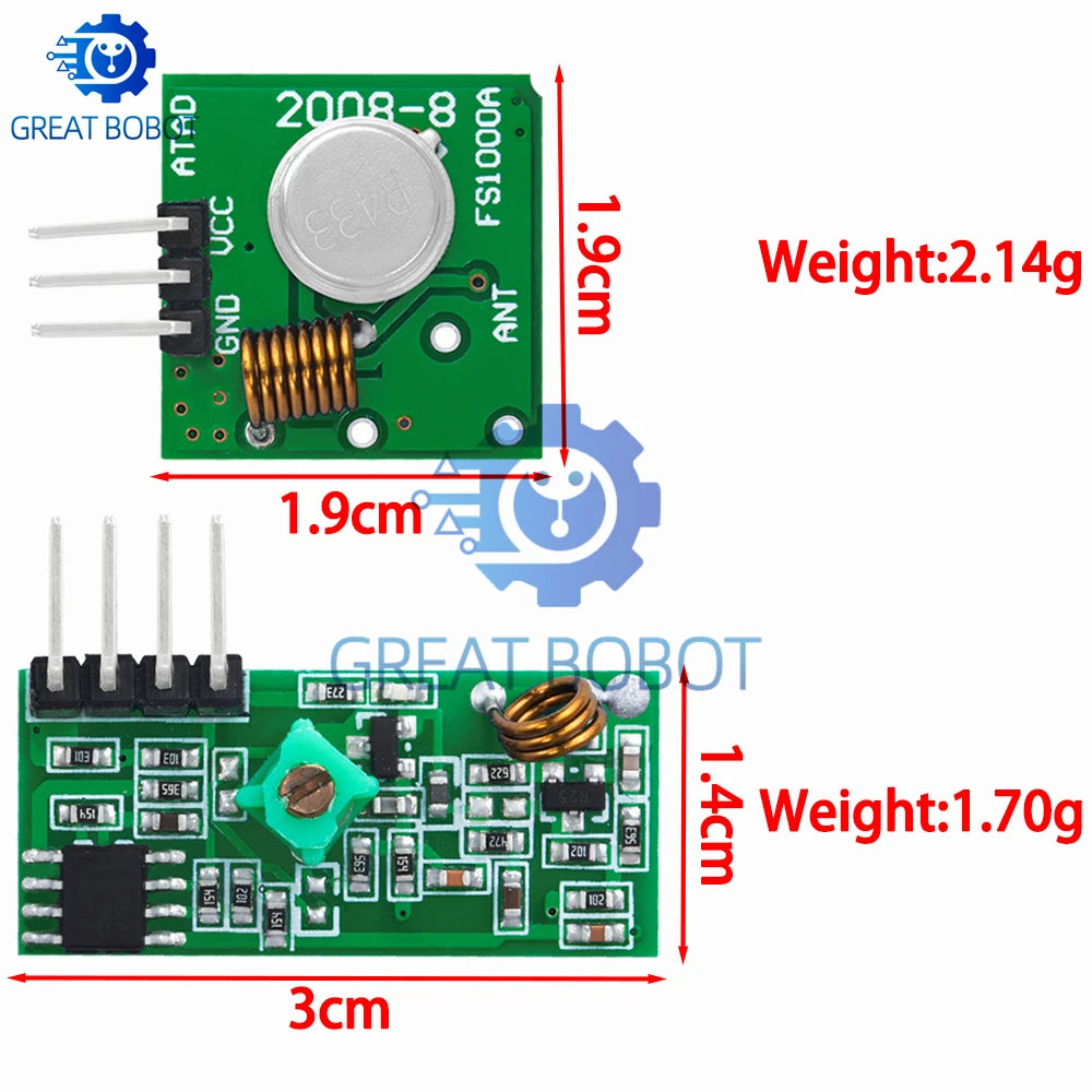 433MHz RF Transmitter & Receiver Module Kit for Arduino DIY RF Module Kit Axl