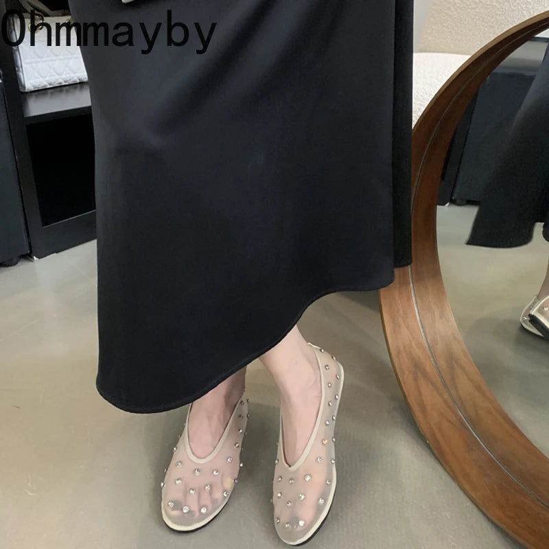 Crystal Mesh Women's Ballet Flats – Slip-On Dress Loafers Ballet Flats Axl