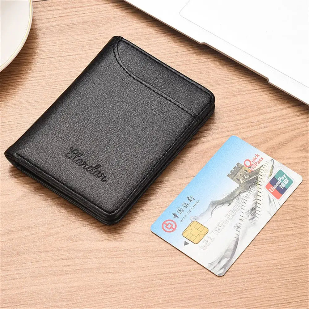 Slim PU Leather Credit Card Wallet – Minimalist Mini Purse Card Wallet Axl black