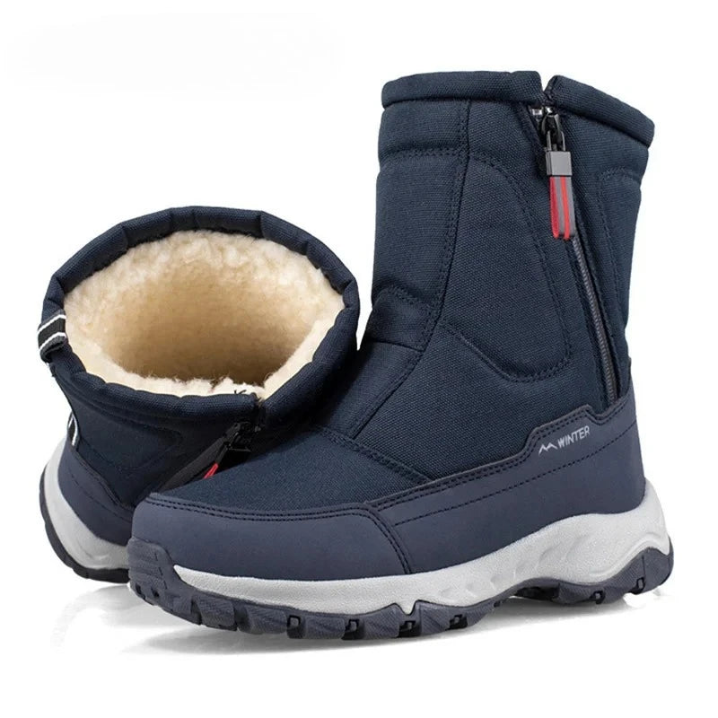 Men's Large Size Warm Plush Snow Boots – Winter High-Top Men's Snow Boots Axl