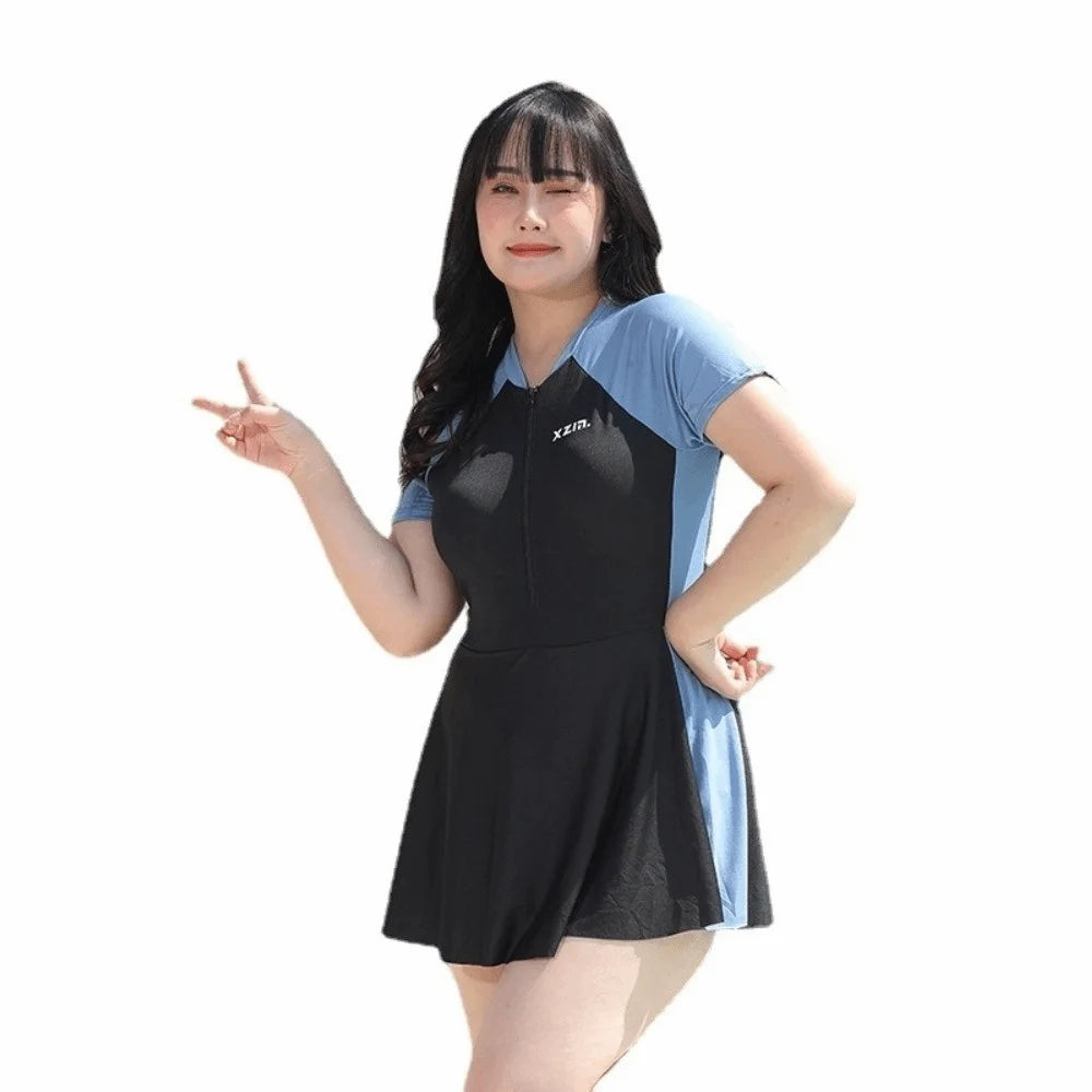 Women's Short Sleeve Swimsuit – Loose Milk Ice Silk Cover-Up Women's Swimsuit Axl