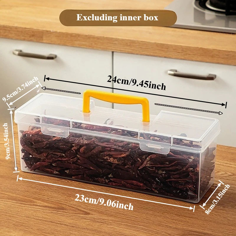 Airtight Spice Storage Box with Handle | Kitchen Organizer Set Spice Storage Container Axl transparent-1pc