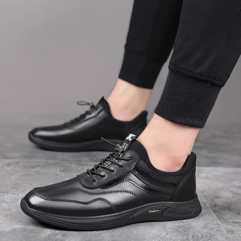 Men's Genuine Leather Height Increasing Sneakers | Breathable Leather Casual Sneakers Axl