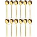 12-Piece Golden Stainless Steel Dinner & Dessert Spoons Set Flatware Spoon Set Axl 12pcs