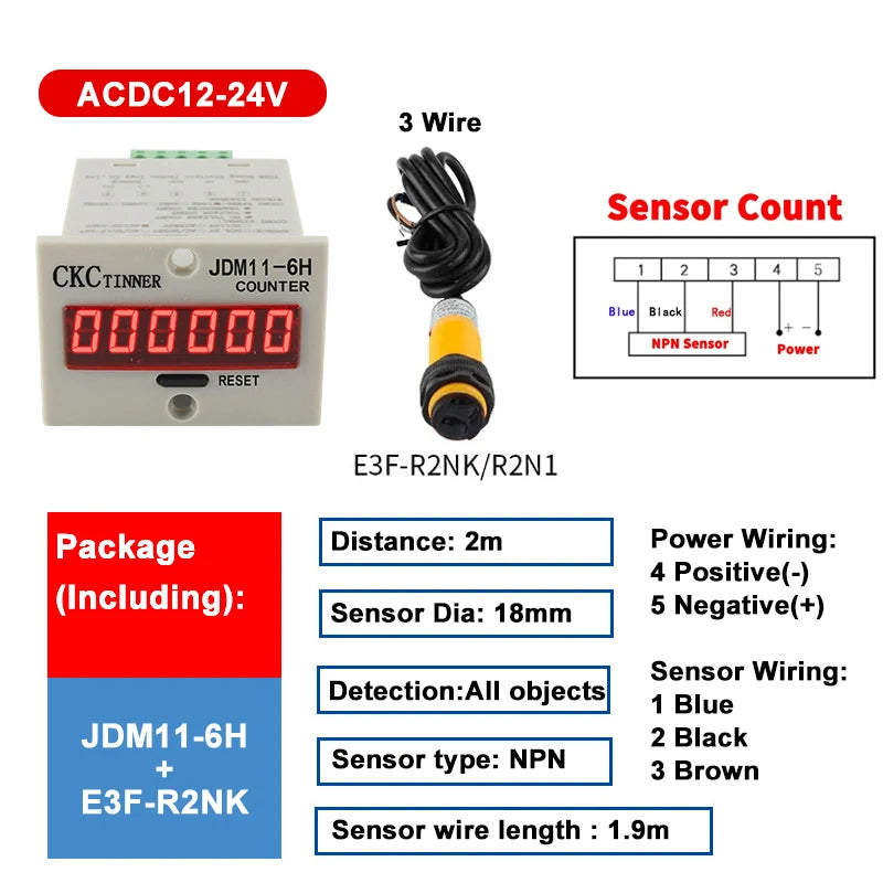 JDM11-6H 6-Digit Digital Industrial Counter + Proximity Switch Industrial Digital Counter Axl SET11