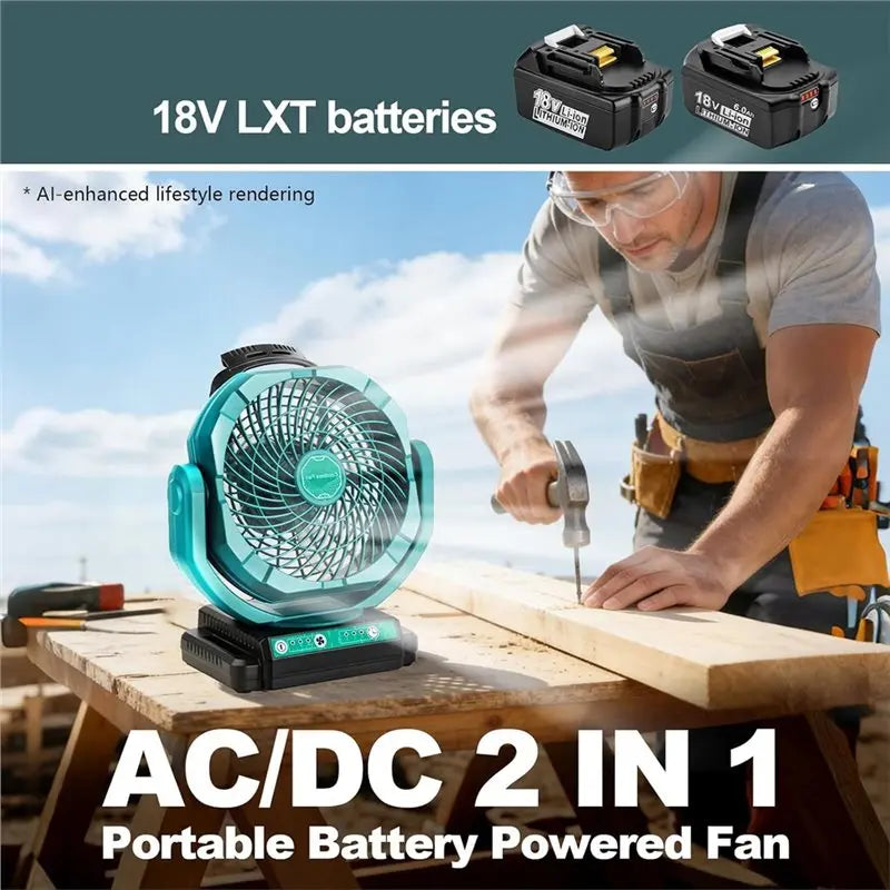 18V Battery Powered Cordless Fan – 3-Speed Portable Jobsite Fan Cordless Portable Fan Axl