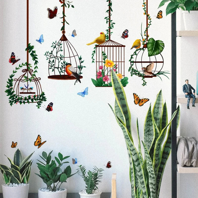 Butterfly Bird Cage Wall Stickers – Removable Home Decor Decals Wall Decal Stickers Axl