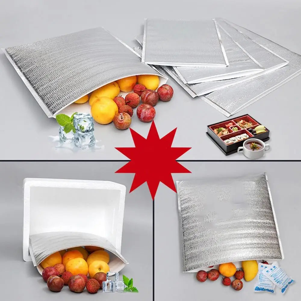 50-Pack Aluminum Foil Insulated Food Bags – Hot & Cold Cooler Insulated Food Bags Axl