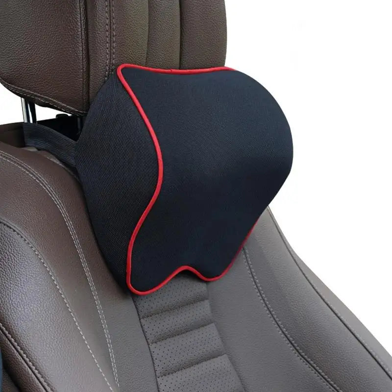 Car Headrest Neck Cushion – PU Leather Knitted Pillow Universal Car Headrest Cushion Axl Red