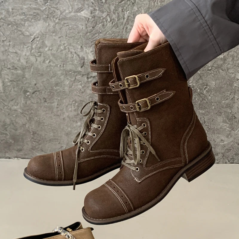 Women's Punk Ankle Boots – Square Heel Chelsea Platform Women's Ankle Boots Axl