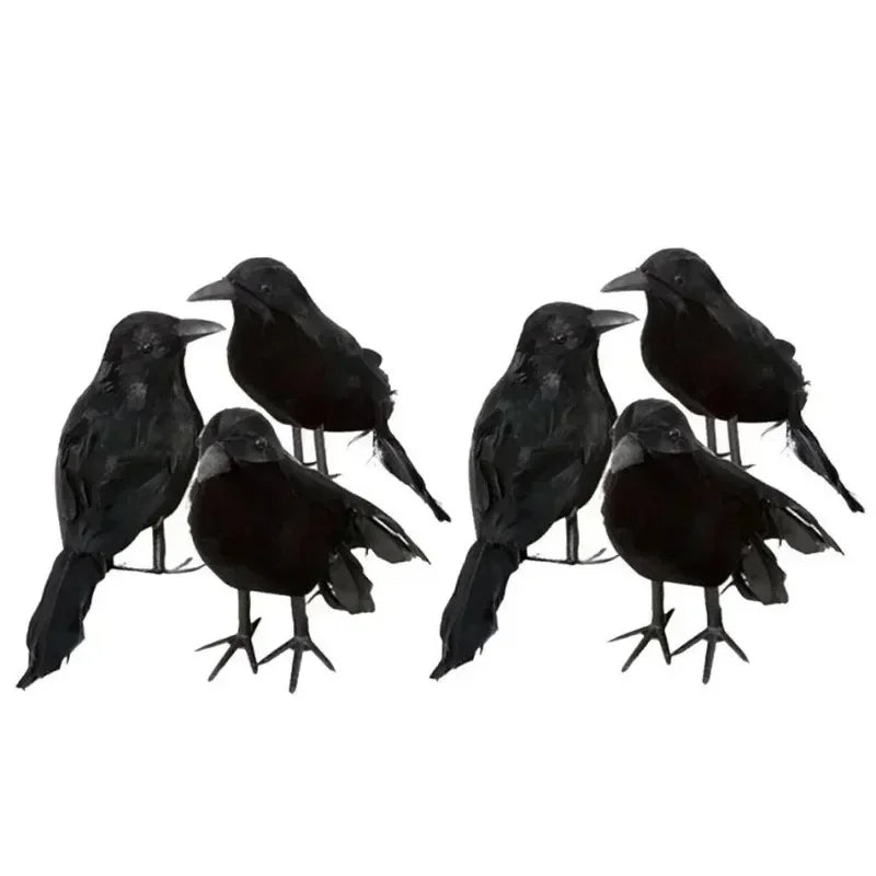 Realistic Black Crow Decoy | Feathered Bird Repellent & Decor Garden Bird Decoy Axl