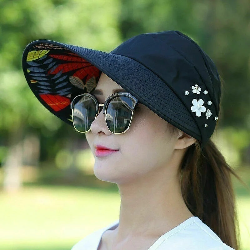 Women's Wide Brim Foldable Sun Hat – UV Protection Beach Cap Wide Brim Sun Hat Axl