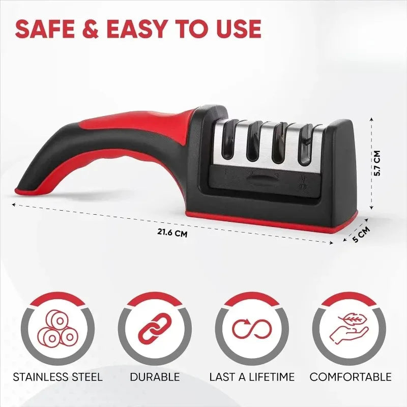 3-Slot Kitchen Knife Sharpener with Ergonomic Handle Knife Sharpener Axl