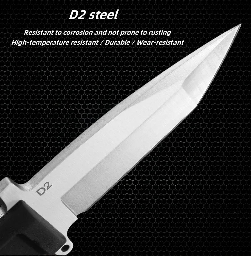 FL FLYWOD D2 Steel Fixed Blade Jungle Knife with Sheath Fixed Blade Knife Axl