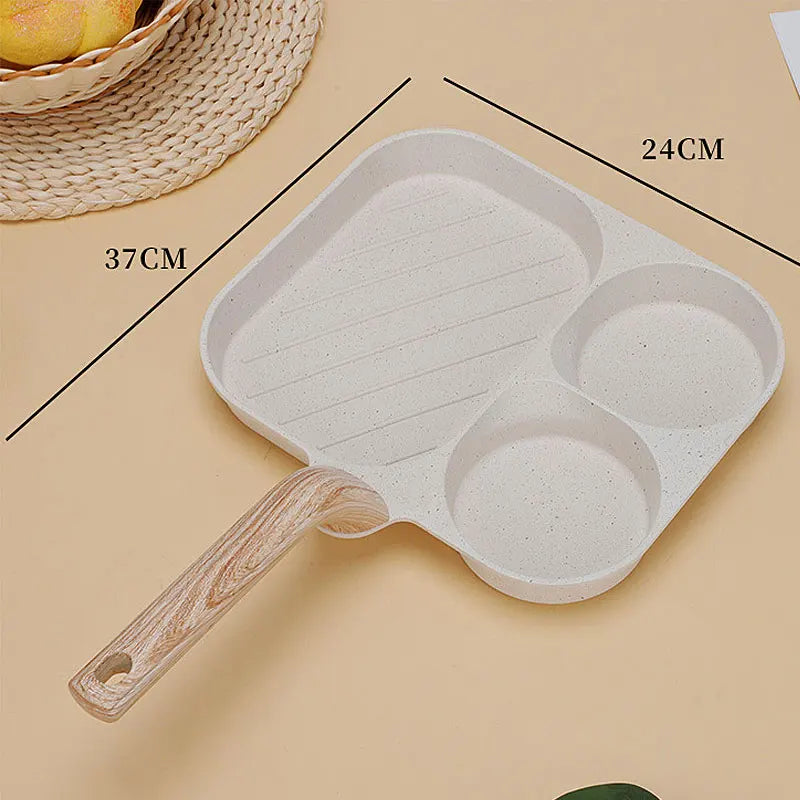Nonstick Divided Omelette & Grill Pan – 3-Section Skillet Divided Grill Pan Axl