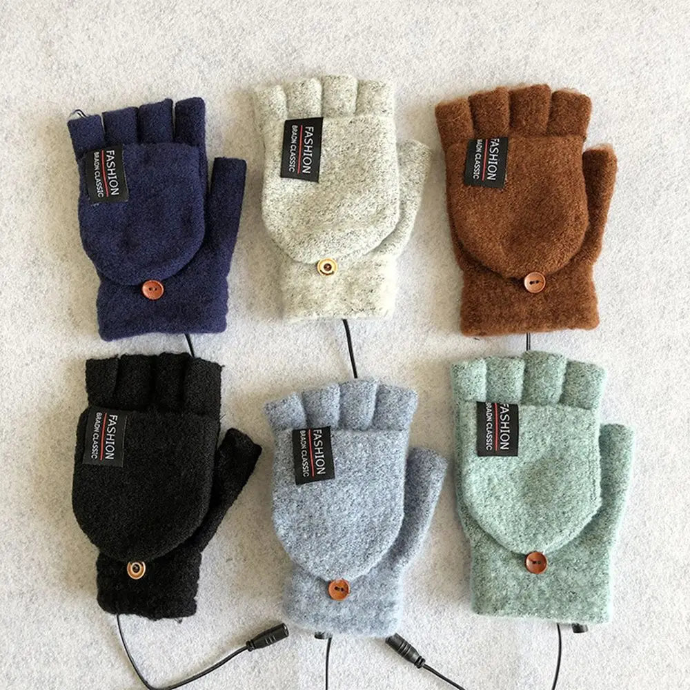 USB Electric Heated Gloves – Full & Half Finger Winter Mittens Heated Winter Gloves Axl