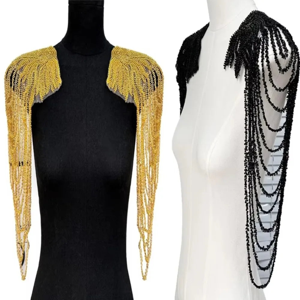 Sequin Beaded Epaulets – Cosplay Stage Costume Shoulder Wrap Costume Shoulder Epaulet Axl