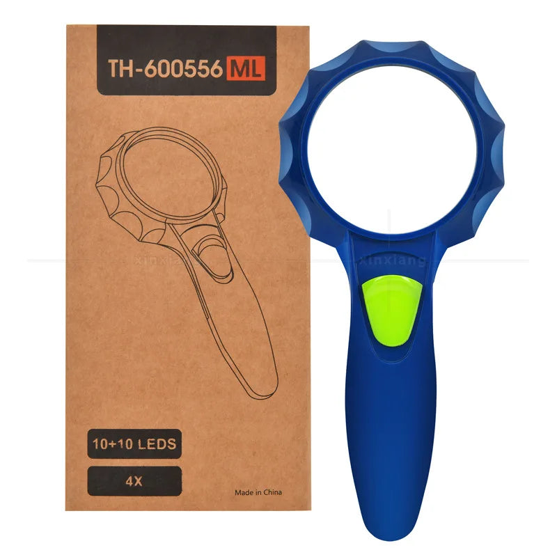 7X 6X Handheld LED Magnifying Glass – 20 LED Warm & White Light LED Handheld Magnifier Axl