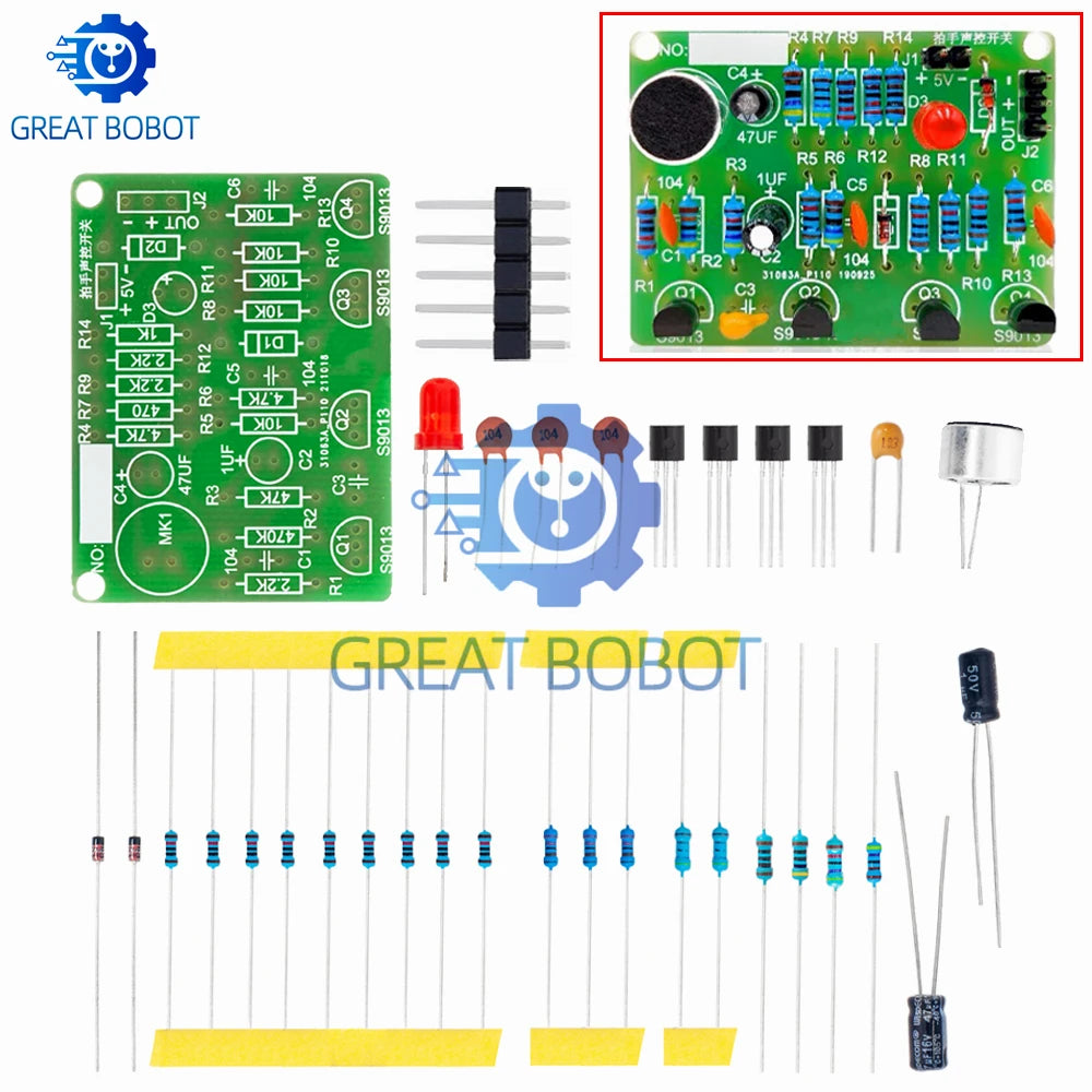 Clap Control Switch DIY Kit – PCB Sound Sensor Module 3–5V DIY Electronics Kit Axl