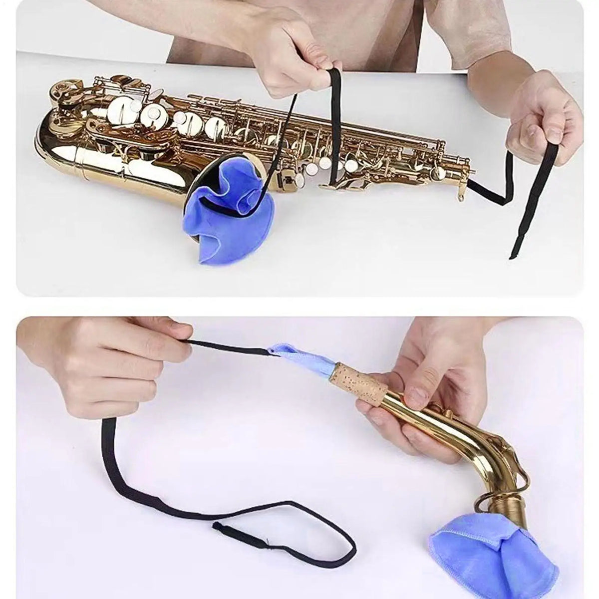 Saxophone Cleaning Cloth Swab Kit – Alto & Tenor 2-Piece Set Instrument Cleaning Kit Axl