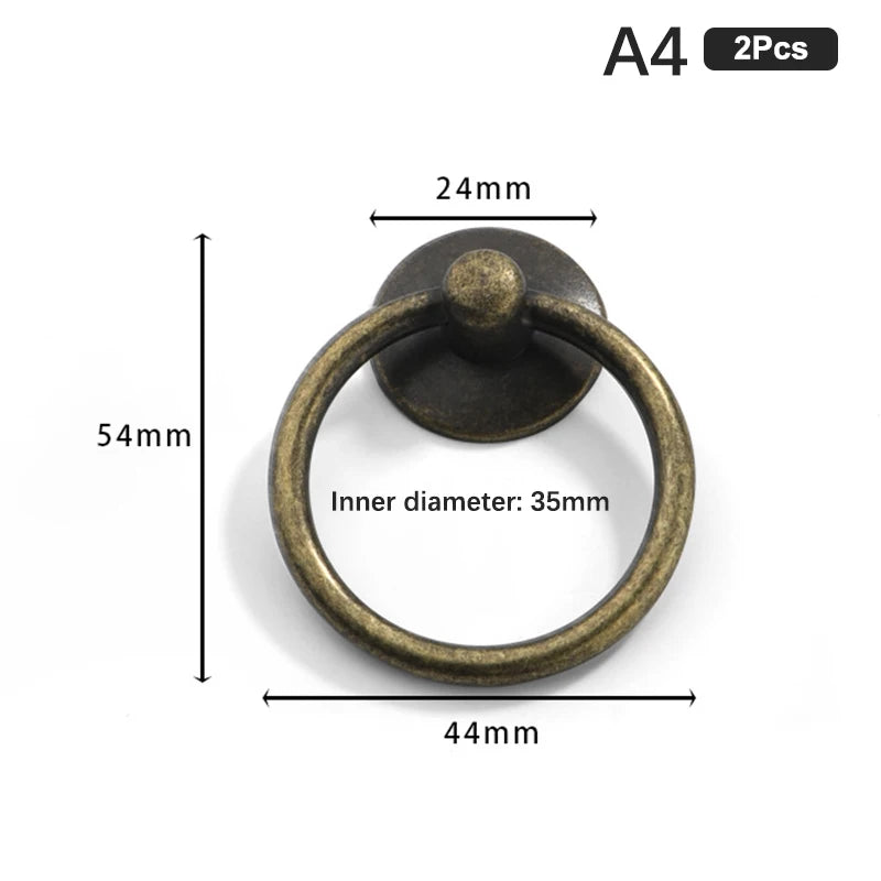 Vintage Round Ring Drawer Pulls – Zinc Alloy Cabinet Knobs 2pc Cabinet Drawer Pulls Axl A4