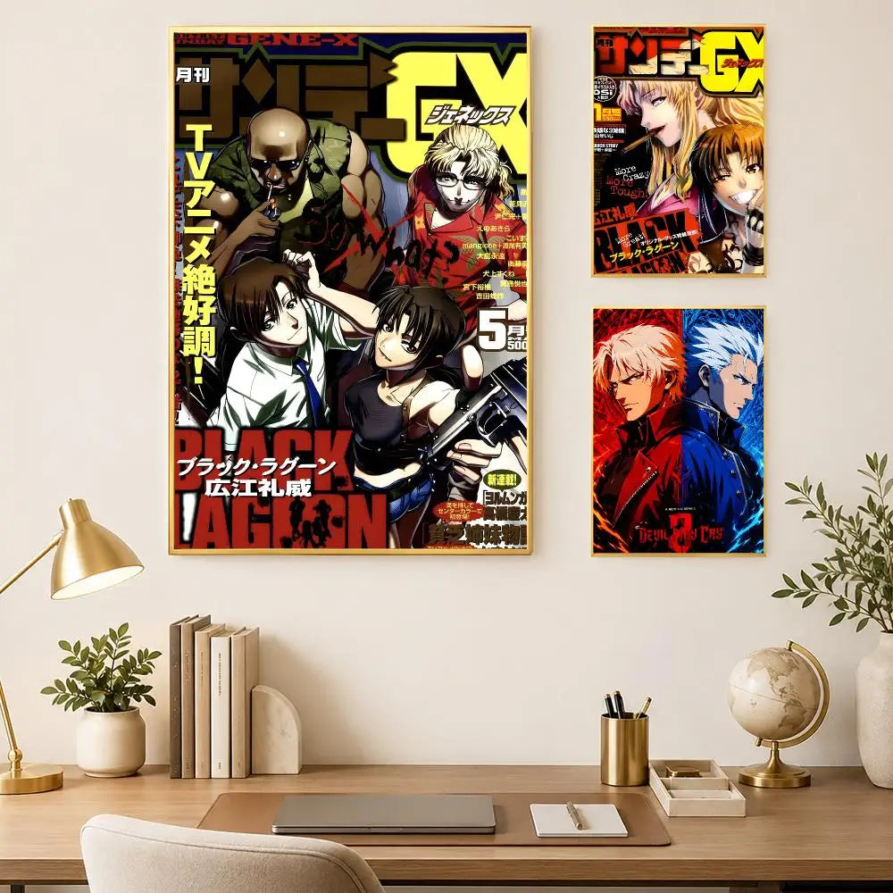 Black Lagoon Anime Poster – Self-Stick HD Waterproof Wall Art Anime Wall Poster Axl
