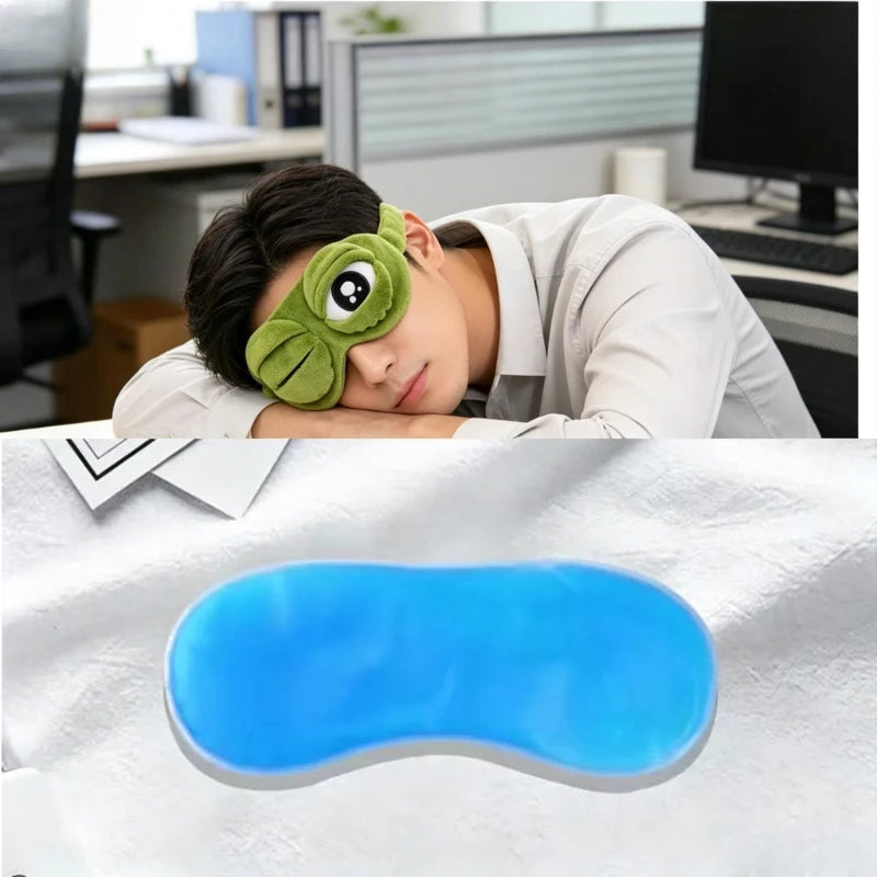 3D Frog Plush Sleep Mask with Ice Pack – Cartoon Eye Mask Plush Sleep Mask Axl