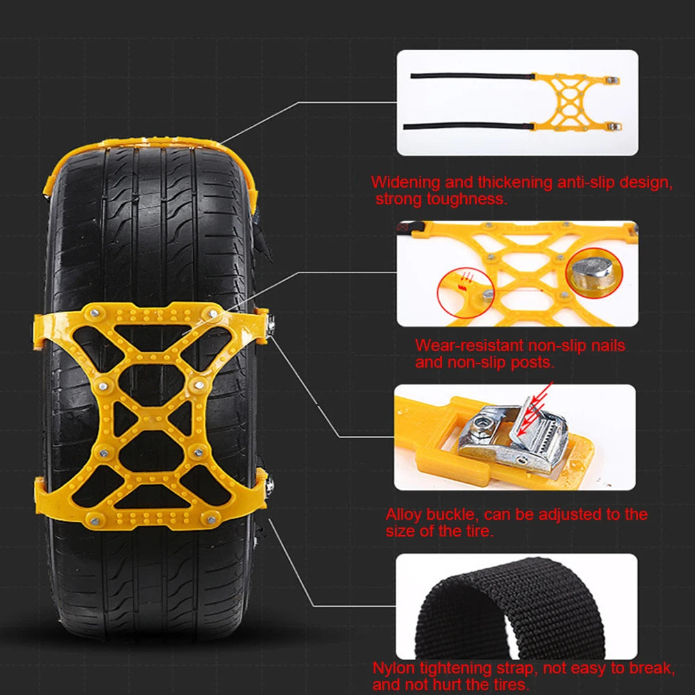 TPU Car Snow Chains – Anti-Skid Double Buckle | 165–265mm Tire Snow Chains Axl