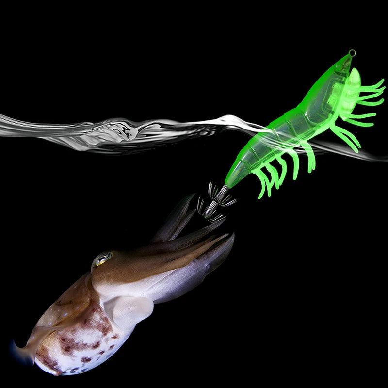 Luminous Wooden Shrimp Squid Lure – Soft Foot Fishing Bait Fishing Lure Axl