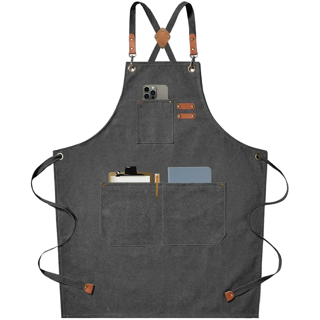 Canvas Chef Apron Cross-Back Straps – BBQ, Kitchen & Salon Canvas Chef Apron Axl