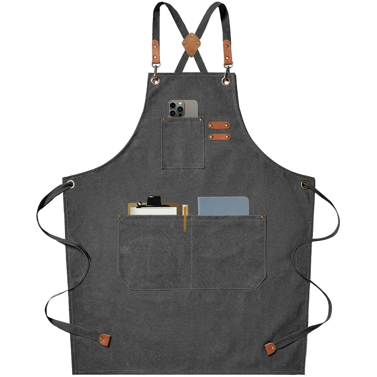 Canvas Chef Apron Cross-Back Straps – BBQ, Kitchen & Salon Canvas Chef Apron Axl
