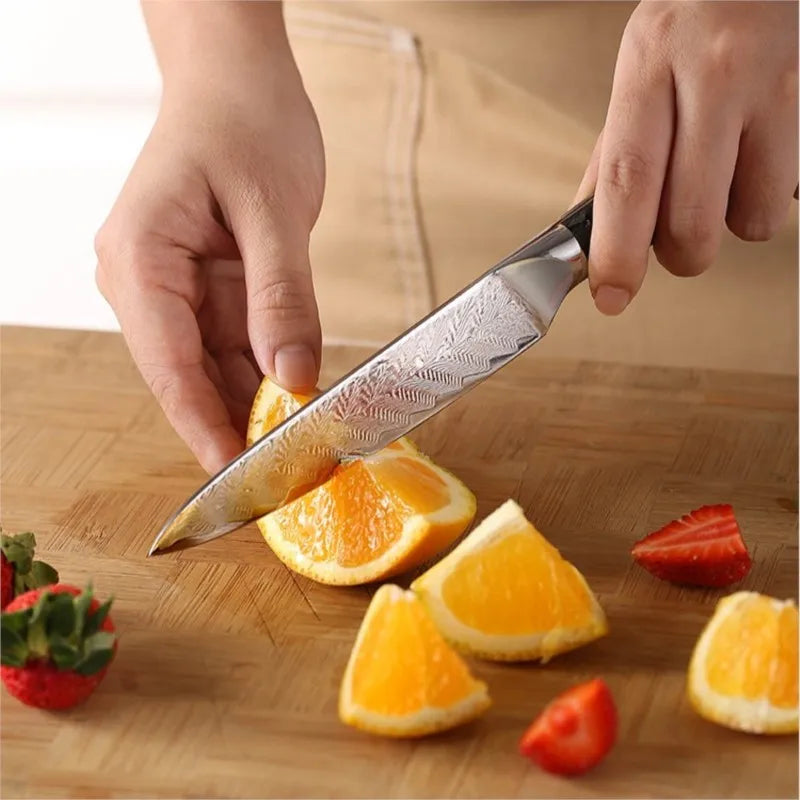 5-Inch VG10 Damascus Steel Paring Knife | Sharp Utility Knife Damascus Paring Knife Axl