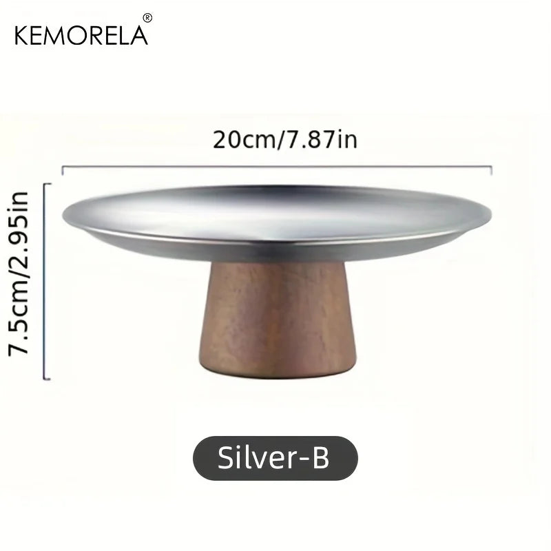 KEMORELA Stainless Steel Cake Tray – Korean Dessert Display Plate Dessert Display Tray Axl Silver-B