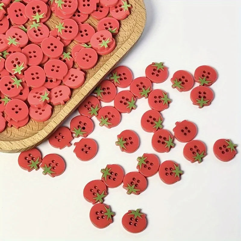 10-Piece Tomato 4-Hole Resin Buttons for DIY Sewing & Crafts Craft Sewing Buttons Axl