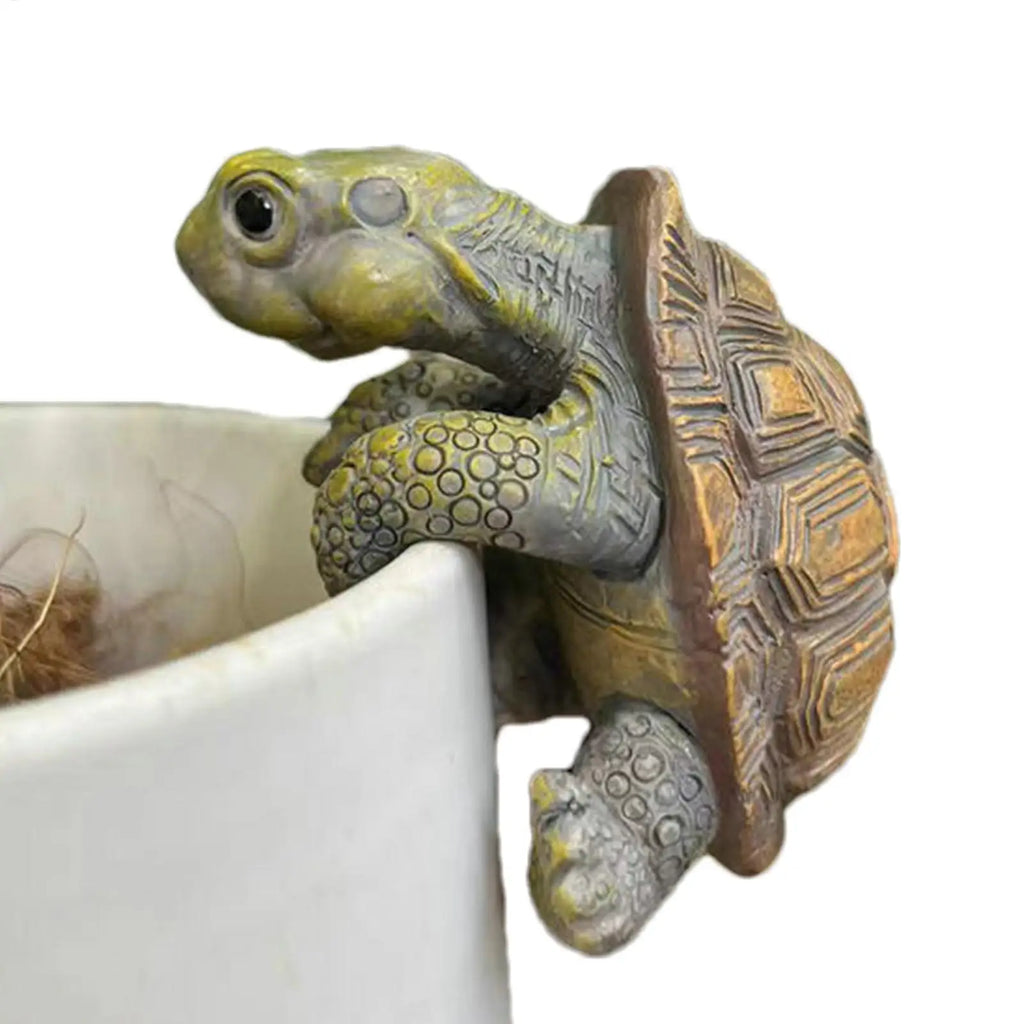 Resin Climbing Turtle Statue | Garden Plant Pot Hugger Décor Garden Statue Axl